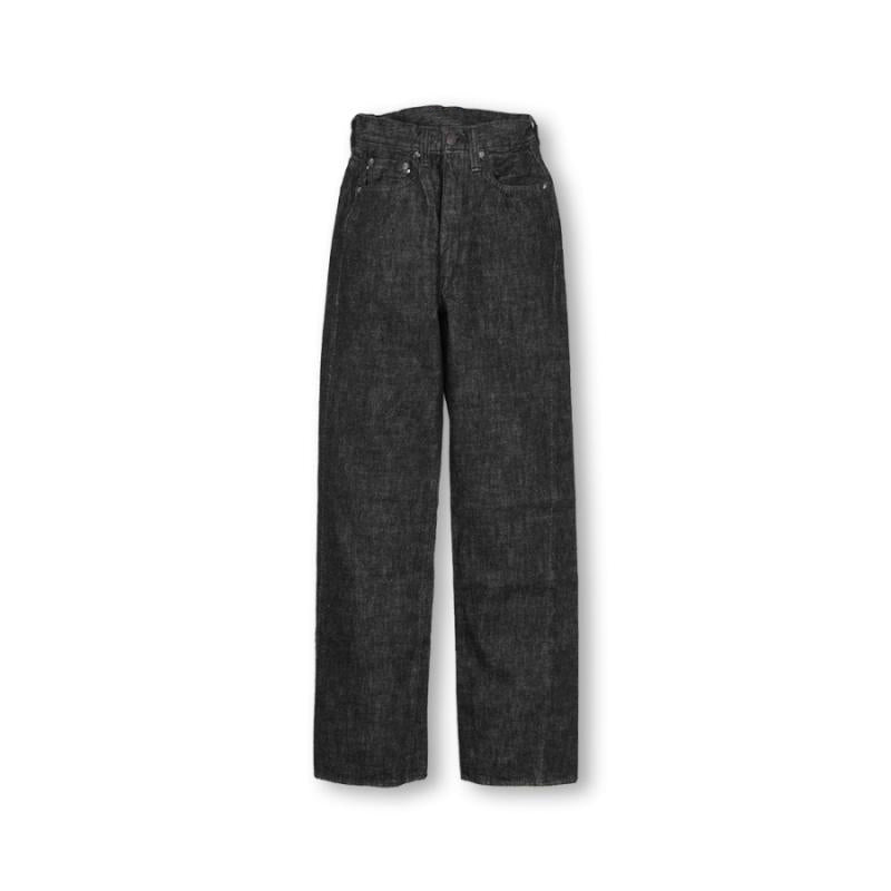 0107BK Womens Wide Straight “Monroe” Black Deniｍ