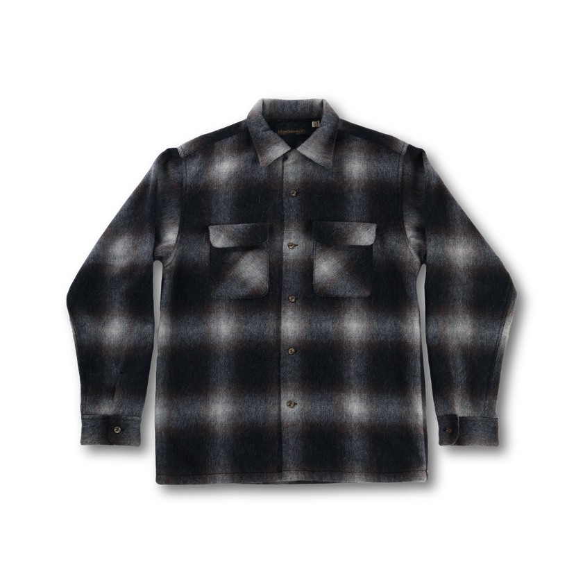 【26AW】4102 Wool Alpaca Shaggy Check Open Collar Shirt