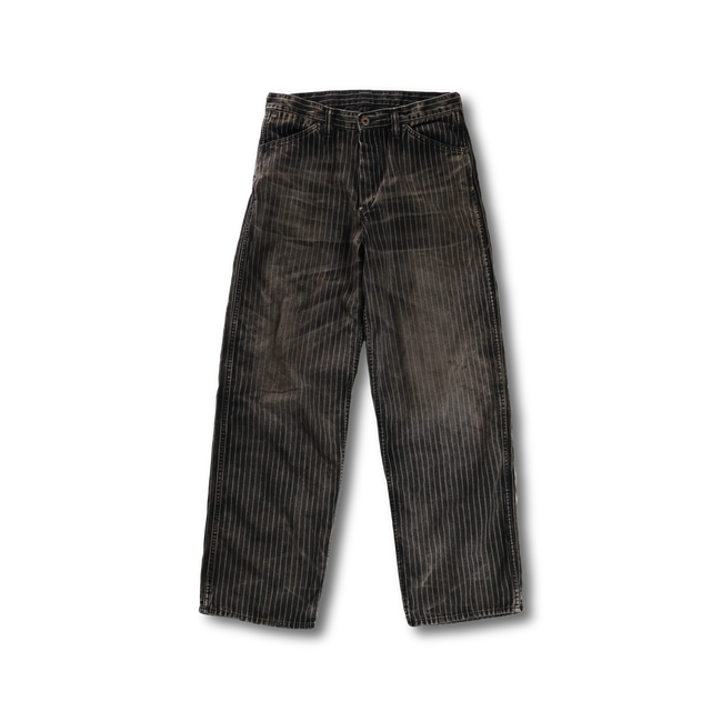 【26AW】Black Wabash Stripe Work Trousers(Hand Wash)
