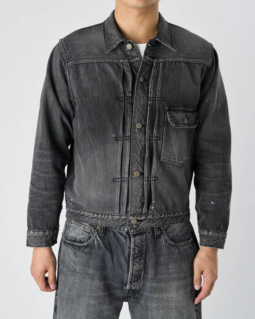 【2025SS】2107BKHW-SP Type 1 Black Denim Jacket Dartford Splat