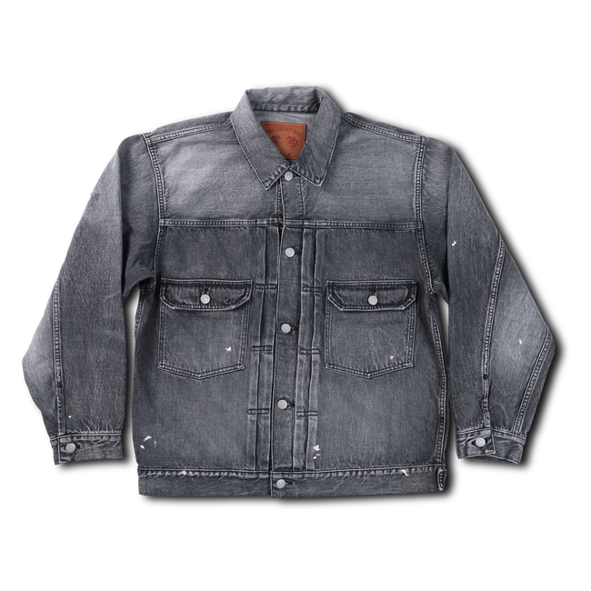 2102BKHW-SP Type 2 Black Denim Jacket Dartford Splat