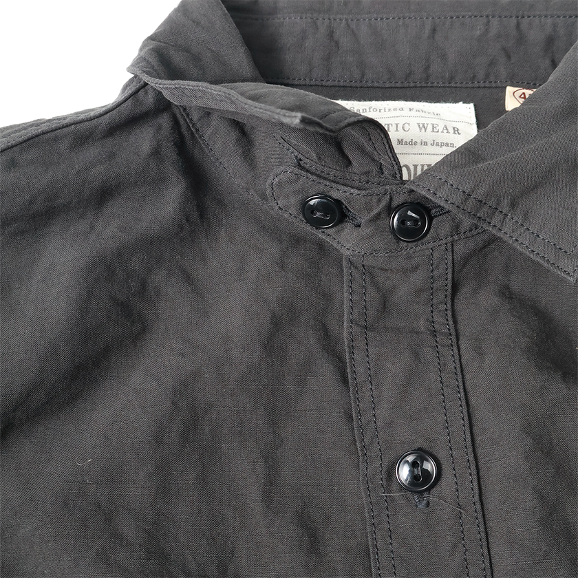 4091L 20’s Black Cotton/Linen Farmers Shirt