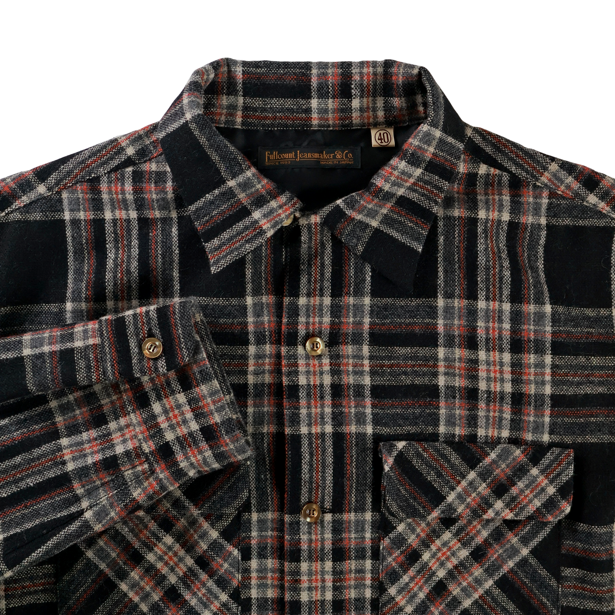 【26AW】4103 Wool Twill Tartan Check Open Collar Shirt