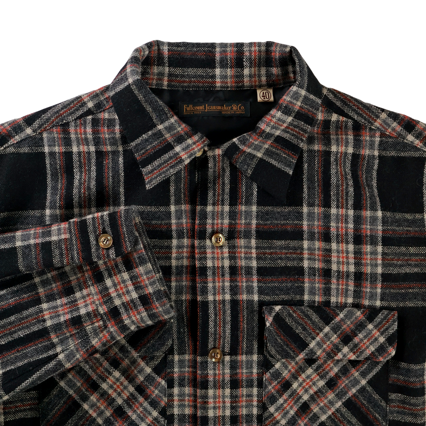 【26AW】4103 Wool Twill Tartan Check Open Collar Shirt