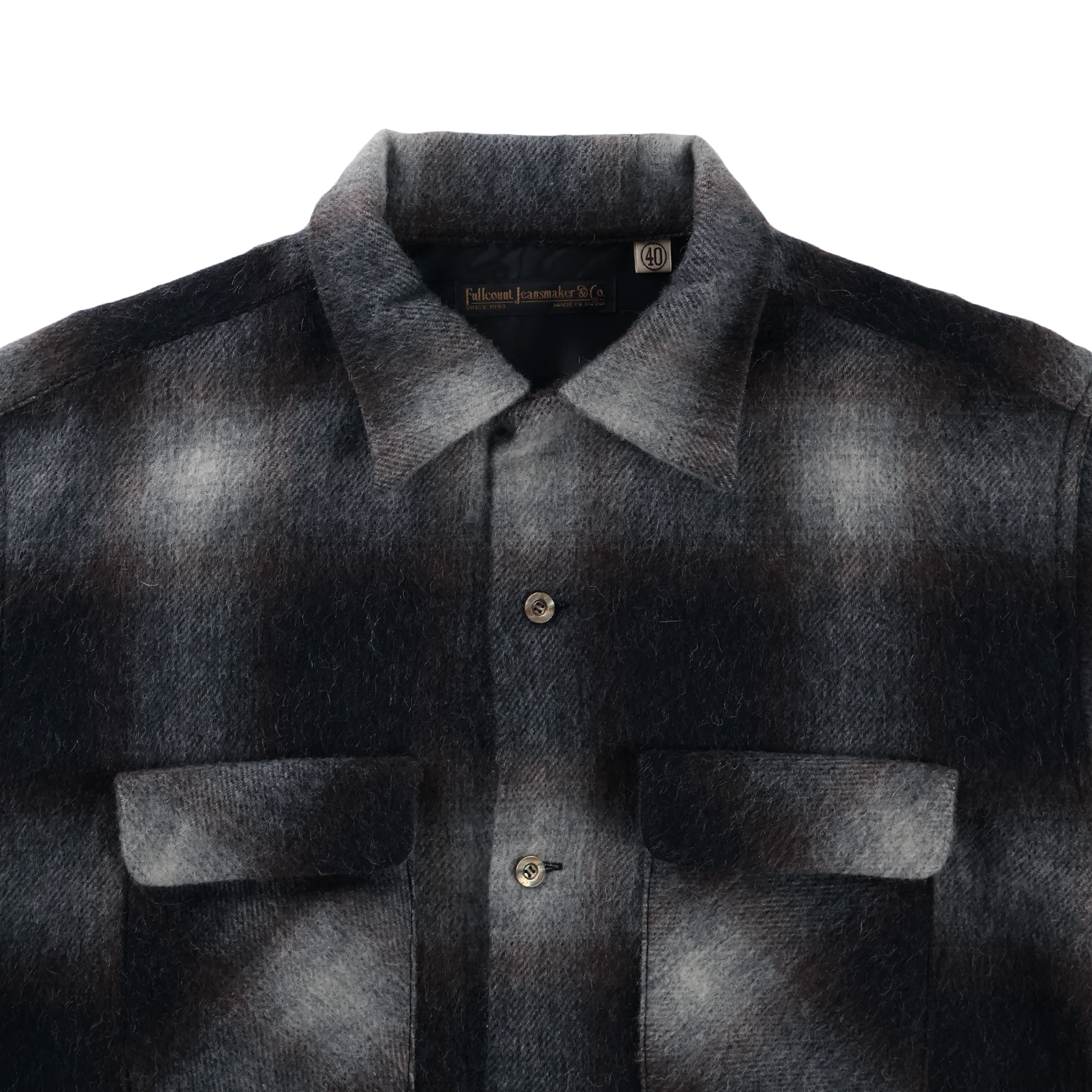 【26AW】4102 Wool Alpaca Shaggy Check Open Collar Shirt