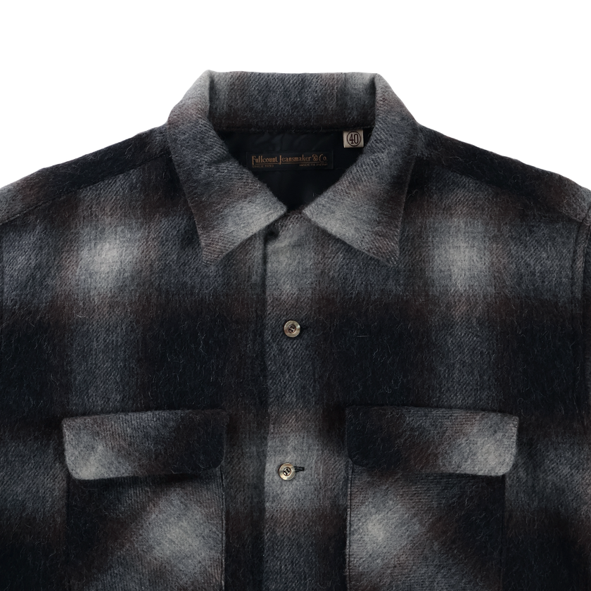 【26AW】4102 Wool Alpaca Shaggy Check Open Collar Shirt