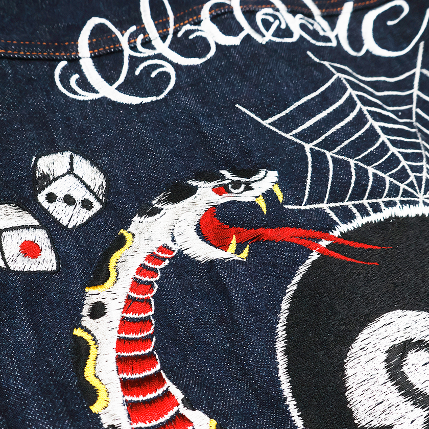 【2026SS】2102E Classic Tattoo Embroidery Type 2 Denim Jacket Original Drawing by “HORIDAI”